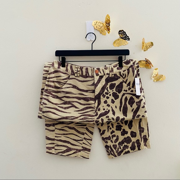 NWT: ANTHROPOLOGIE Pilcro | Tiger Print High-Rise Long Bow Pants - Picture 3 of 8